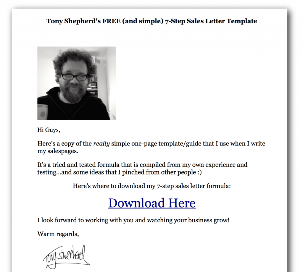 FREE sales page cheat sheet copy template blueprint